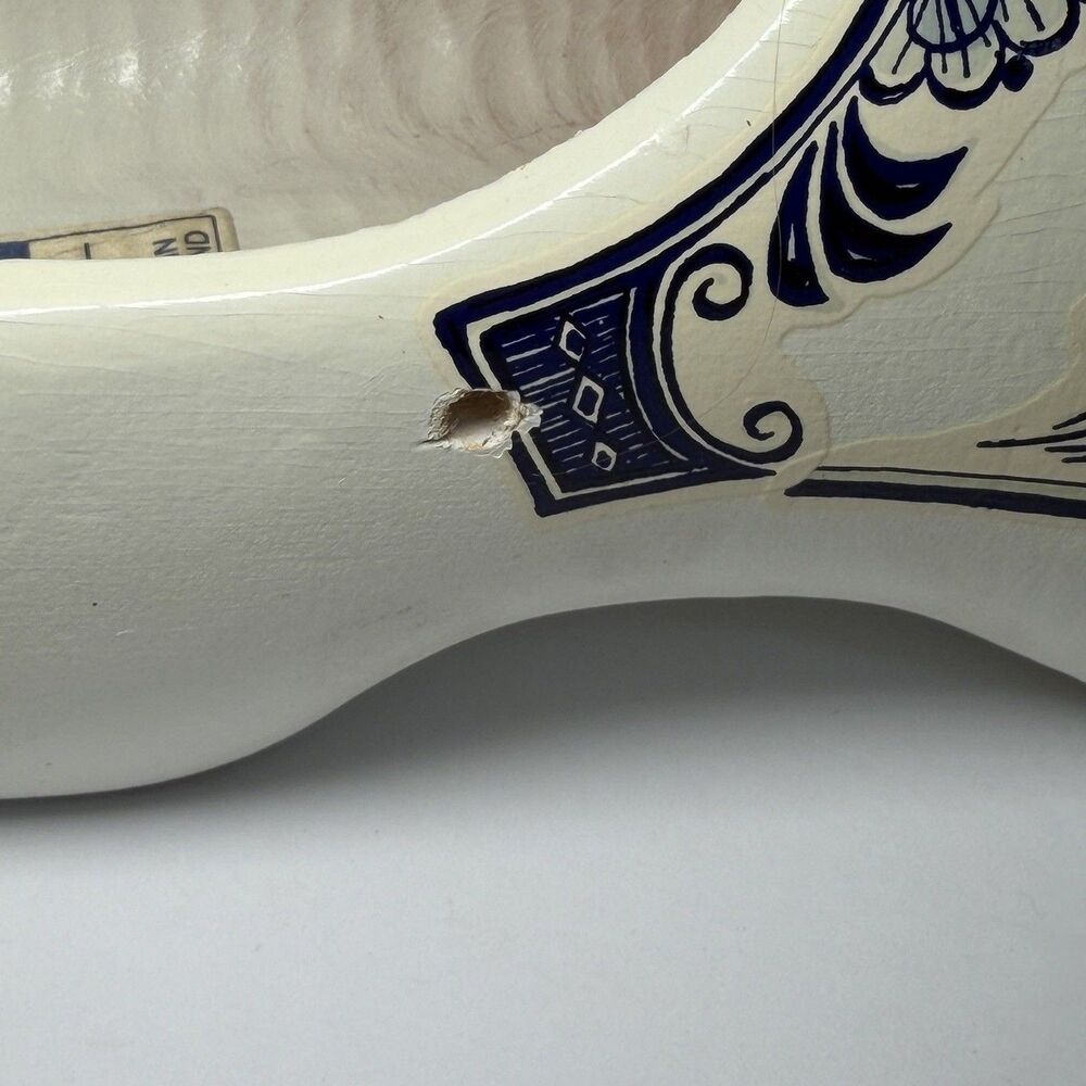 Dutch Wooden Clogs Jundra Holland Blue White Windmill Floral Shoes 24cm 37 - Picture 14 of 16